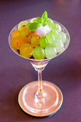 Grapes cocktail or lemonade.