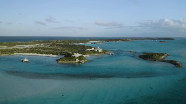 Island Town & Building in Bahamas Landscape, Aerial Drone