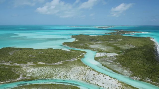 Amazing Island Landscape in the Tropical Bahamas, Aerial Drone