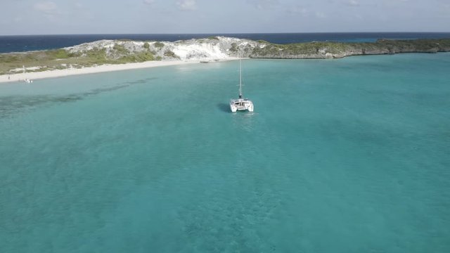 Fun Bahamas Vacation Catamaran in Exumas Islands, Circling Aerial