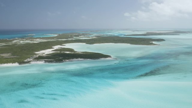 The Exumas Bahamas Islands Landscape, Establishing Aerial Drone View