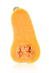 Fresh butternut squash isolated on a white background.