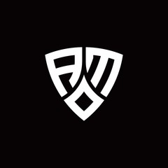 Naklejka premium AM monogram logo with modern shield style design template