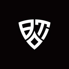 BT monogram logo with modern shield style design template