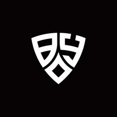 BY monogram logo with modern shield style design template