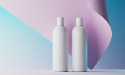 Minimal background for cosmetic branding and packaging presentation. Stage pastel colors. 3d illustration.