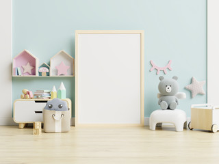 Mock up poster frame in children room,kids room,nursery mockup.