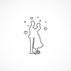 slow dance, couple in love icon. Wedding Married line icon. couple in love isolated line icon