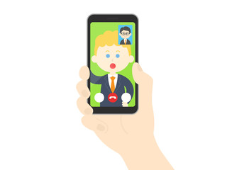 テレビ電話をするビジネスマンのイラスト