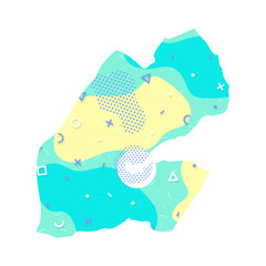 Djibouti map Memphis country Africa map illustration vector African isolated on white background
