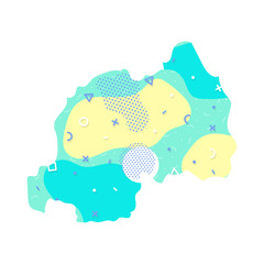 Rwanda map Memphis country Africa map illustration vector African isolated on white background
