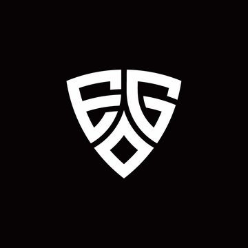 EG monogram logo with modern shield style design template