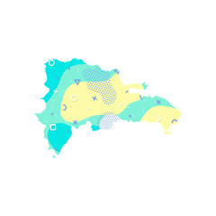 Dominican Republic map Memphis country America map illustration vector American isolated on white background
