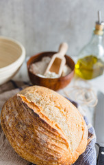 freshly baked homemade artisan sourdough bread.