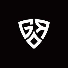 GR monogram logo with modern shield style design template
