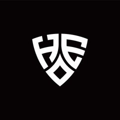 Naklejka premium HE monogram logo with modern shield style design template