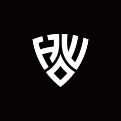HW monogram logo with modern shield style design template