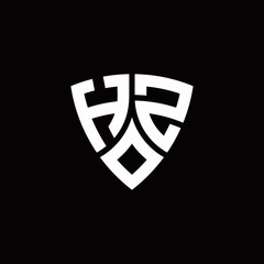 HZ monogram logo with modern shield style design template