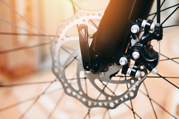 bicycle brake - front disc brake bike - obrazy, fototapety, plakaty