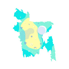 Bangladesh Memphis Pattern of Asia, Asian map illustration, vector isolated on white background, outline style
