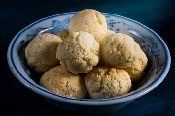 A plate full of chipa, traditional food from paraguay