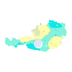 Austria Memphis Pattern of Europe, European map illustration, vector isolated on white background