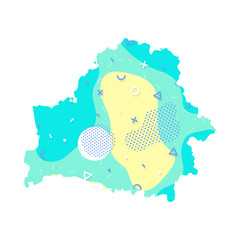 Belarus Memphis Pattern of Europe, European map illustration, vector isolated on white background