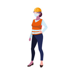industrial worker woman wearing face mask