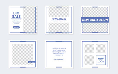 Slides Abstract Unique Editable Modern Social Media Elegant Minimalist Blue Banner Template. Anyone can use This Design Easily. Promotional web banner for social media post. Vector Illustration.