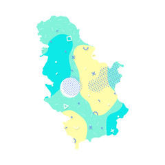 Serbia country memphis pattern of Europe, European map illustration, vector isolated on white background, country