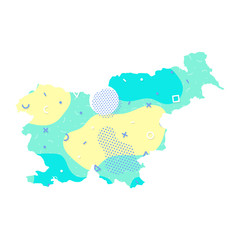 Slovenia country memphis pattern of Europe, European map illustration, vector isolated on white background, country