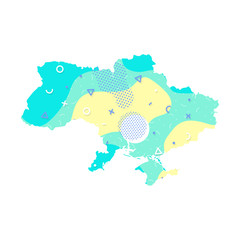 Ukraine country memphis pattern of Europe, European map illustration, vector isolated on white background, country