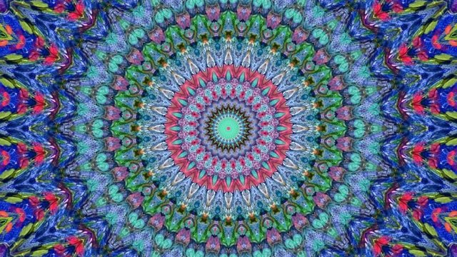 Beautiful Original Art therapy moving Mandala. Seamless loop psychotherapy. Geometric patterns to find or restore a sense of healthy mental balance. For yoga specialist, astrology, art therapist.