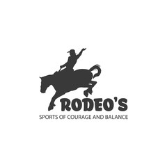 Silhouette of a cowboy riding horse, vector