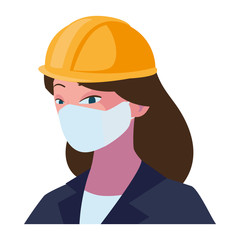 industrial worker woman wearing face mask