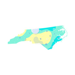 North Carolina State Memphis Pattern USA united states of America, country vector illustration, isolated on white background