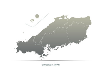 chugoku map. japan region vector map.