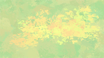 Hand drawn canvas. Green, yellow and orange colors. Abstract background in impressionism style. Vector illustration