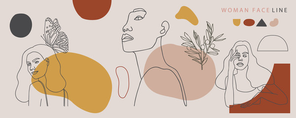 Collection of woman background set with color.Editable vector illustration for website, invitation,postcard and sticker