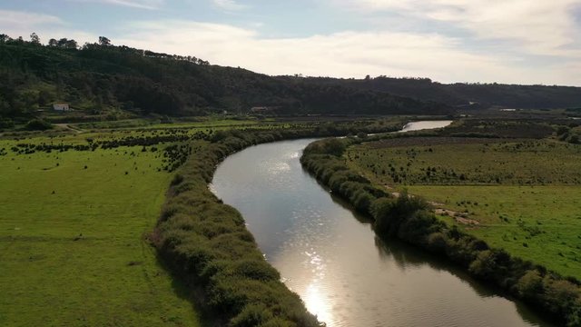flight over the river in Odeceixe, Portugal