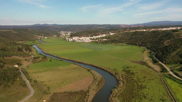 Fligh over the river in Odeceixe, Portugal