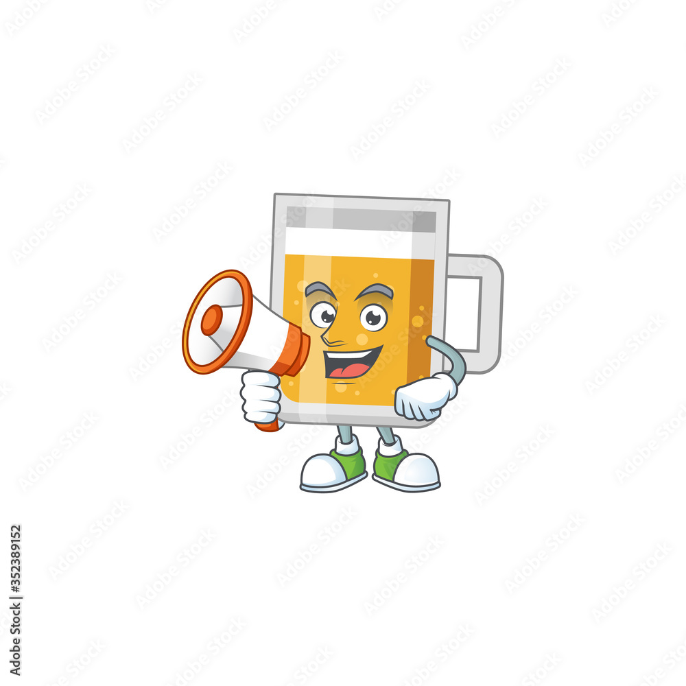 Wall mural An image of glass of beer cartoon design style with a megaphone