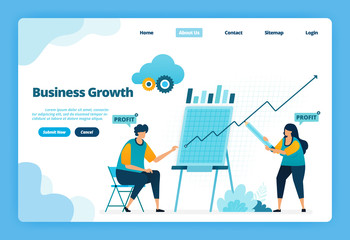 Landing page of business growth. Planning a strategy to increase the company's sales and profits. Illustration of landing page, website, mobile apps, poster, flyer