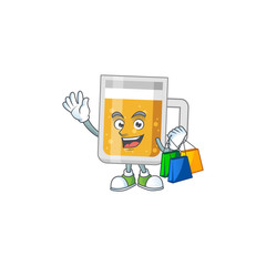 Happy rich glass of beer Caricature picture with shopping bags