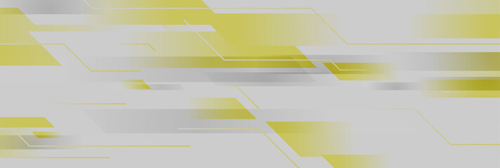 Yellow and grey shapes abstract geometric tech background. Vector banner design