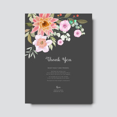 elegant flower and leaves wedding invitation card