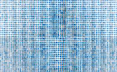 Abstract image of Top view blue ceramic tile mosaic in swimming pool.
