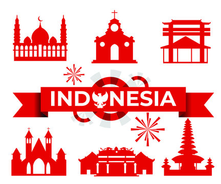 Independence day Indonesia banner with red and white color background vector
