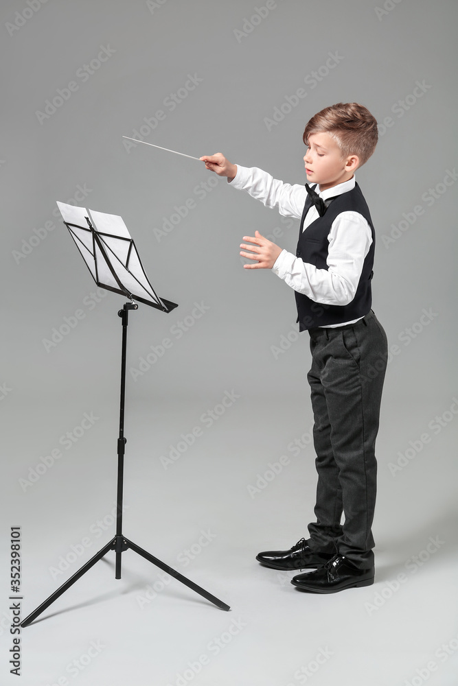 Wall mural Little conductor on grey background