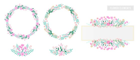 Vector design elements flowers and leaves , Card design, Greeting Card, Poster, wedding card, Invitation card.